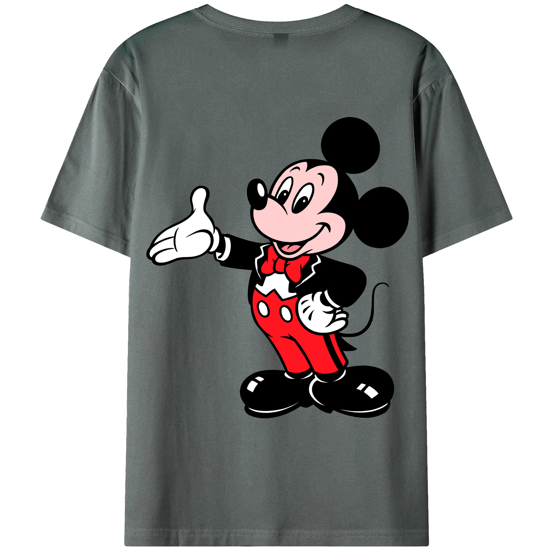 ミッキーマウス Mickey Mouse 綿100％ メンズ半袖Tシャツ（バックプリント） 通気性